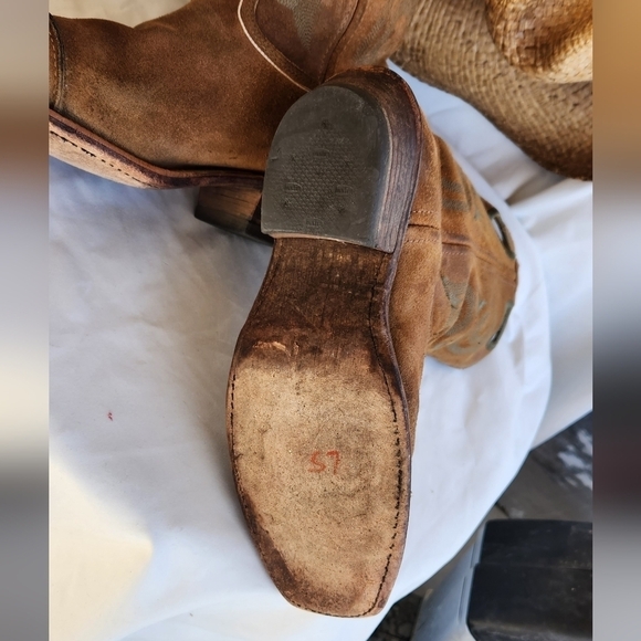 Justin BR1627 Suede Square Toe Cowboy Boots‎ - Picture 11 of 11